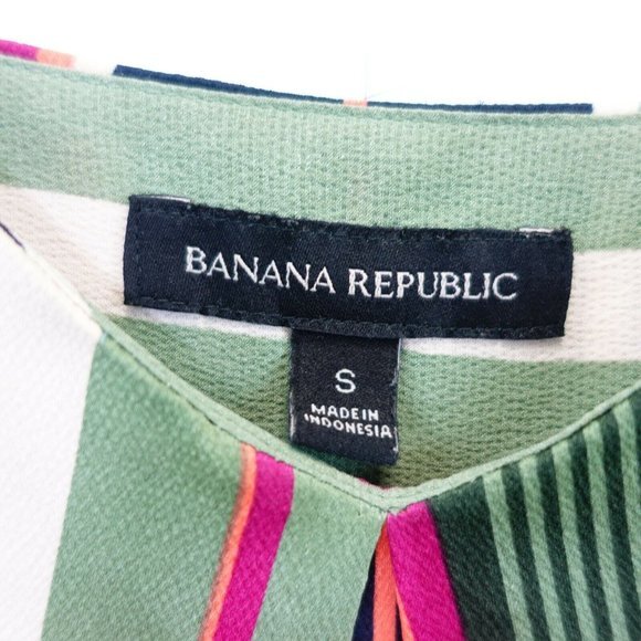 Cami Tank Top Womens SMALL Green Stripe Layered Strappy Vacation BANANA REPUBLIC - Picture 4 of 11